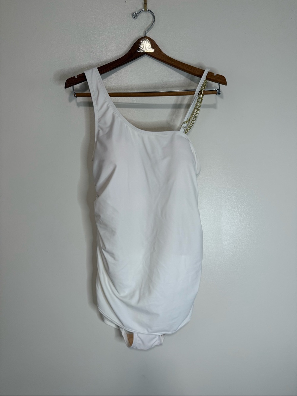 Jessica London white swimsuit with gold chain accent size 14